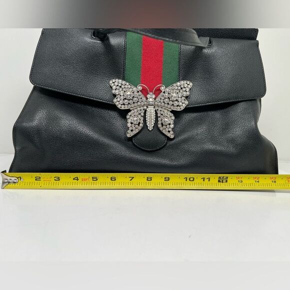 Gucci Totem Large Back Black Butterfly Bijou Hand Shoulder Leather Bag - Picture 12 of 15
